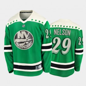 Men's New York Islanders Brock Nelson #29 2021 St. Patrick's Day Green Jersey