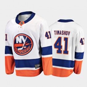 Men's New York Islanders Dmytro Timashov #41 Away White 2020-21 Breakaway Player Jersey