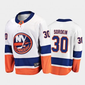 Men's New York Islanders Ilya Sorokin #30 Away White 2020-21 Breakaway Player Jersey
