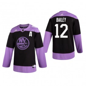 Josh Bailey #12 New York Islanders 2019 Hockey Fights Cancer Black Practice Jersey