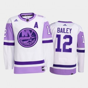 New York Islanders 2021 HockeyFightsCancer Josh Bailey White #12 Primegreen Jersey