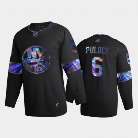 Men's New York Islanders Ryan Pulock #6 Iridescent Holographic Black Authentic Jersey