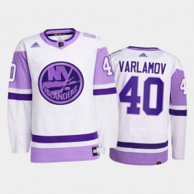 New York Islanders 2021 HockeyFightsCancer Semyon Varlamov White #40 Primegreen Jersey