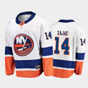 Men's New York Islanders Travis Zajac #14 Away White 2021 Jersey