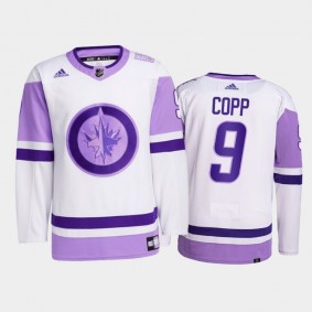 Andrew Copp #9 Winnipeg Jets 2021 HockeyFightsCancer White Primegreen Jersey