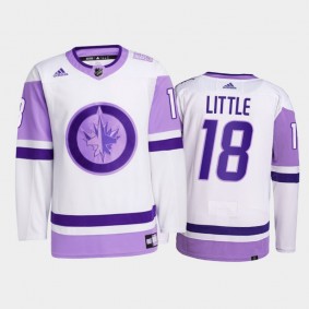 Bryan Little #18 Winnipeg Jets 2021 HockeyFightsCancer White Primegreen Jersey