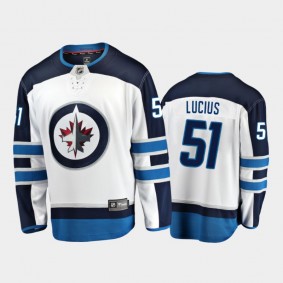 Men Winnipeg Jets Chaz Lucius #51 Away White 2021 NHL Draft Jersey