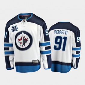 Men Winnipeg Jets Cole Perfetti #91 2020 NHL Draft White Away 10th Anniversary logo Jersey