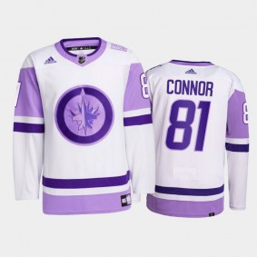 Kyle Connor #81 Winnipeg Jets 2021 HockeyFightsCancer White Primegreen Jersey