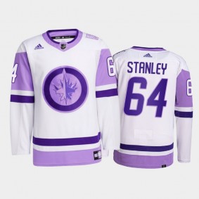 Logan Stanley #64 Winnipeg Jets 2021 HockeyFightsCancer White Primegreen Jersey