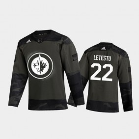 Winnipeg Jets Mark Letestu #22 2019 Veterans Day Camo Practice Authentic Jersey