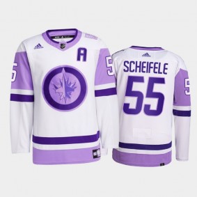 Mark Scheifele #55 Winnipeg Jets 2021 HockeyFightsCancer White Primegreen Jersey