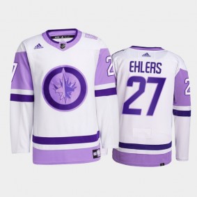 Nikolaj Ehlers #27 Winnipeg Jets 2021 HockeyFightsCancer White Primegreen Jersey