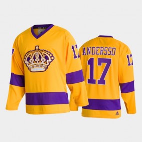 Lias Andersson Los Angeles Kings Team Classics Gold Throwback Jersey 2022