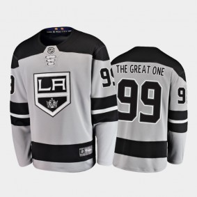 Men's Los Angeles Kings Wayne Gretzky #99 Alternate Retired Player Nikename Gray Jersey