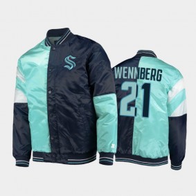 Alexander Wennberg Seattle Kraken Full-Snap Varsity Satin Blue Jacket Color Block