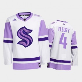 Haydn Fleury #4 Seattle Kraken 2021 HockeyFightsCancer White Special Jersey