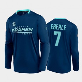 Men Seattle Kraken Jordan Eberle #7 Authentic Pro Long Sleeve Locker Room Navy T-Shirt