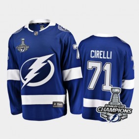Tampa Bay Lightning #71 Anthony Cirelli 2021 Stanley Cup Champions Blue Home Jersey