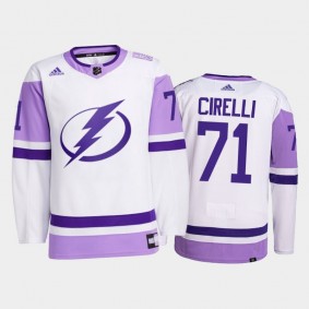 Tampa Bay Lightning 2021 HockeyFightsCancer Anthony Cirelli White #71 Primegreen Jersey