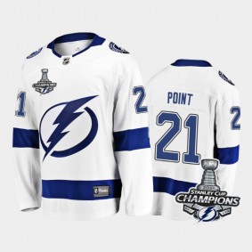 Tampa Bay Lightning #21 Brayden Point 2021 Stanley Cup Champions White Away Jersey