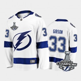 Tampa Bay Lightning #33 Christopher Gibson 2021 Stanley Cup Champions White Away Jersey