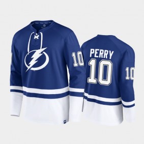 Men Tampa Bay Lightning Corey Perry #10 Super Mission Slapshot Lace-Up Pullover Blue Sweatshirt