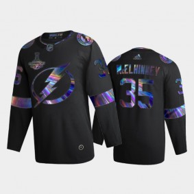 Men's Tampa Bay Lightning Curtis McElhinney #35 Iridescent Holographic Black Authentic Jersey