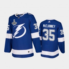 Tampa Bay Lightning Curtis McElhinney #35 2020 Stanley Cup Champions Blue Authentic Patch Jersey