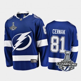 Tampa Bay Lightning #81 Erik Cernak 2021 Stanley Cup Champions Blue Home Jersey