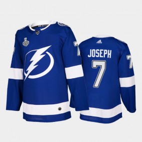 Men Tampa Bay Lightning Mathieu Joseph #7 2021 Stanley Cup Final Blue Authentic Jersey