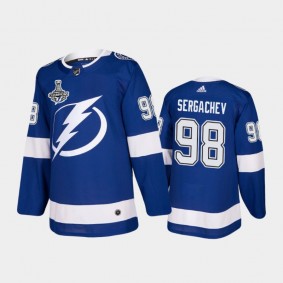 Tampa Bay Lightning Mikhail Sergachev #98 2020 Stanley Cup Champions Blue Authentic Patch Jersey