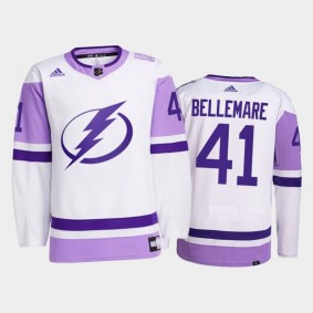 Tampa Bay Lightning 2021 HockeyFightsCancer Pierre-Edouard Bellemare White #41 Primegreen Jersey