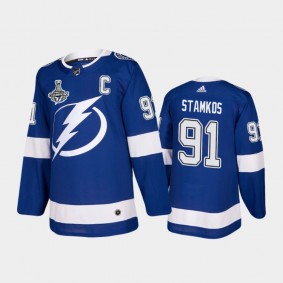 Tampa Bay Lightning Steven Stamkos #91 2020 Stanley Cup Champions Blue Authentic Patch Jersey