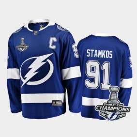 Tampa Bay Lightning #91 Steven Stamkos 2021 Stanley Cup Champions Blue Home Jersey