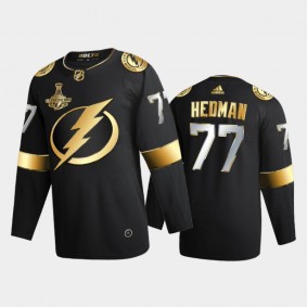 Tampa Bay Lightning Victor Hedman #77 2020 Stanley Cup Champions Black Authentic Golden Limited Jersey