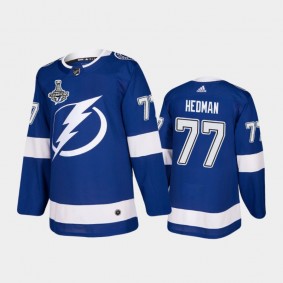 Tampa Bay Lightning Victor Hedman #77 2020 Stanley Cup Champions Blue Authentic Patch Jersey