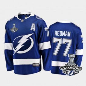 Tampa Bay Lightning #77 Victor Hedman 2021 Stanley Cup Champions Blue Home Jersey