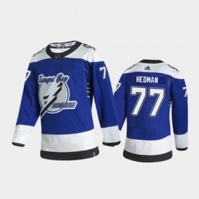 Tampa Bay Lightning Victor Hedman #77 Reverse Retro 2020-21 Blue Authentic Jersey