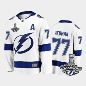 Tampa Bay Lightning #77 Victor Hedman 2021 Stanley Cup Champions White Away Jersey