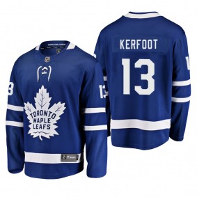 Toronto Maple Leafs Alexander Kerfoot #13 Home Breakaway Player Blue Jersey