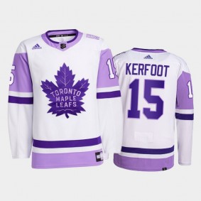 Alexander Kerfoot #15 Toronto Maple Leafs 2021 HockeyFightsCancer White Primegreen Jersey