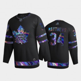 Men's Toronto Maple Leafs Auston Matthews #34 Iridescent Holographic Black Authentic Jersey