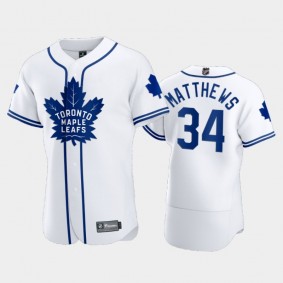 Men's Maple Leafs Auston Matthews #34 2020 NHL X MLB Crossover White Jersey