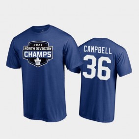 Men's Toronto Maple Leafs Jack Campbell #36 2021 North Division Champions Blue T-Shirt