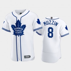 Men's Maple Leafs Jake Muzzin #8 2020 NHL X MLB Crossover White Jersey
