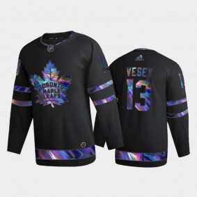 Men's Toronto Maple Leafs Jimmy Vesey #13 Iridescent Holographic Black Authentic Jersey