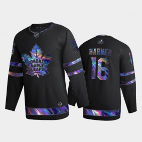 Men's Toronto Maple Leafs Mitchell Marner #16 Iridescent Holographic Black Authentic Jersey