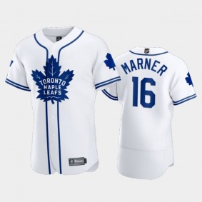 Men's Maple Leafs Mitchell Marner #16 2020 NHL X MLB Crossover White Jersey