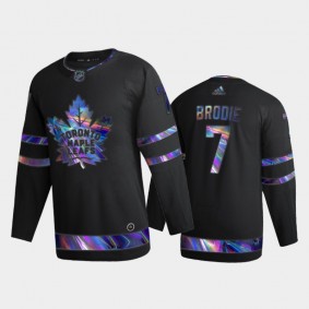 Men's Toronto Maple Leafs T.J. Brodie #7 Iridescent Holographic Black Authentic Jersey